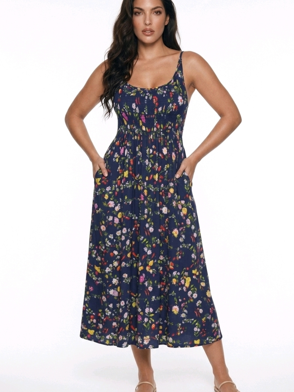 Old Navy NWT Plus Size 2x Navy Floral Sleeveless Maxi Sundress Cottagecore